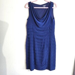 American Living Royal Blue Cowl Neck Sleeveless Tiered Women's Dress Size 12